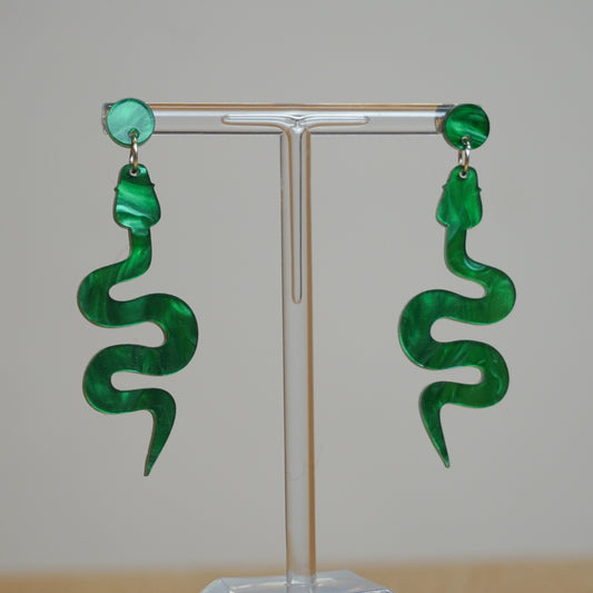 Snakes green - Acrylic Earrings