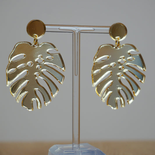 Monstera gold - Acrylic Earrings