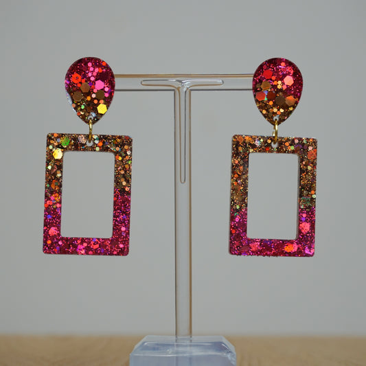 Keres pink & brown- Resin Earrings