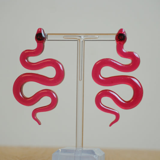 Snake pink - Resin Earrings